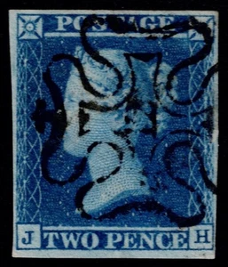1841 2d Blue Pl 3 JH 4m SG 14 Crisp No 12 im Malteserkreuz sehr schön Kat.550,00£ - Bild 1 von 1