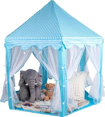 RELSY Blue Kid's Tent, Includes LED Lights & Bunting, Gazebo Style Play Tent