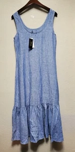 Polo Ralph Lauren Linen Sleeveless Ruffle Skirt Relaxed Fit Women blue Dress - Picture 1 of 6