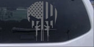 Calcomanía de ventana Punisher bandera americana AR15 plata 6X4,5 - Imagen 1 de 1