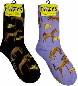 Pferd springen Reiten Pferd braun süß Wildtier 2 Paar Foozys Damen Socken  - Bild 1 von 1
