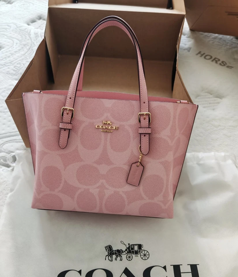 女士 Mollie 托特包 25 英寸签名帆布粉末粉色礼品袋 CAL50 — 第 1/3 张图片