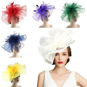 Fascinator Hat Floral Feather Derby Hats for Women Tea Party with Headband Clip - Picture 1 of 17