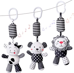 Baby Hanging Rattle Toy – Plush Animal Wind Chime for Crib, Car Seat & Stroller, - Picture 1 of 7