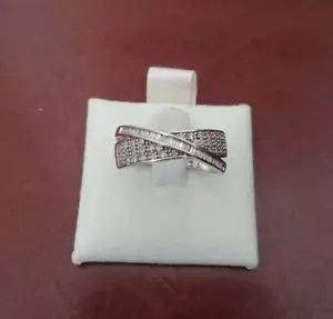 Authentic Ciemme 10K White Gold .58 CTW Round/Baguette Natural Diamond Band Ring - Picture 1 of 20