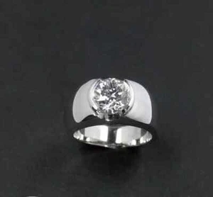 1.50 Carat Round cut cubic zirconia solitaire Engagement Ring in 925 silver - Picture 1 of 2