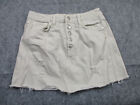 Free People Skirt Womens 27 Brown Denim Button Fly Distressed We The Free