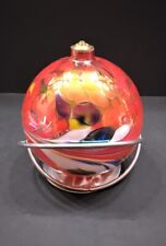Deco Bohemian Glass Hand Blown Oil Lamp Poland With Metal Stand 5"