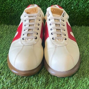 Camper Shoes pelotas women’s white leather with Red Lace Up Size 9 /40 RARE - Picture 1 of 10