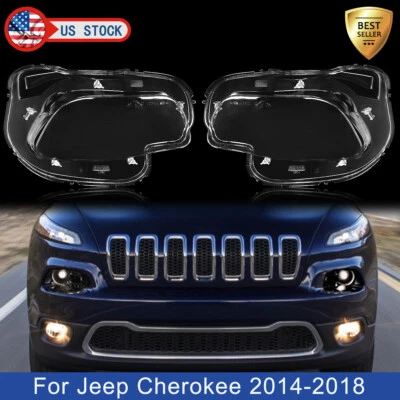 Left Right Side Front Headlight Lens Cover Shell Fit For Cherokee Jeep 2014-2018 Foto 1 de 4