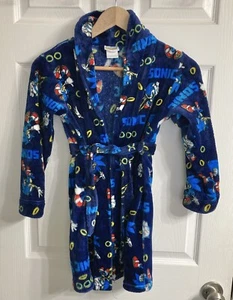 Sonic the Hedgehog Boys Size 8 Plush Blue Bath Robe House Coat - Picture 1 of 6