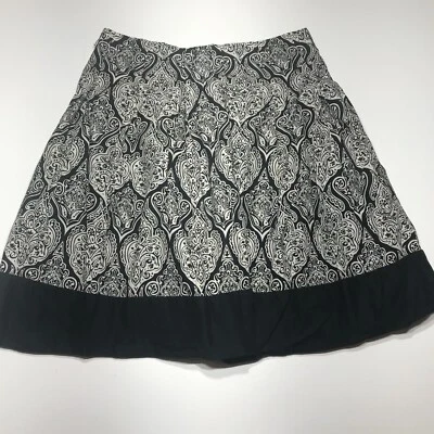 Apt. 9 Falda Mujer Talla 12 Negro Blanco Estampado Columpio 100% Algodón Forrada Cremallera Lateral Foto 1 de 4