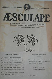 Aesculape n°8- 1931 : L'Art et la Médecine (Voir Sommaire Photo) - Imagen 1 de 3