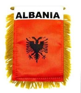 1 Dutzend Albanien Mini Banner Gold Fransen Auto Spiegel Hängefahnen mit Saugnapf - Bild 1 von 3