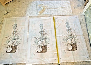 SEAHORSE 3-PANELS plus 2.66 Yards Matching FABRIC, Coastal Wishes Susan Winget  - Picture 1 of 10