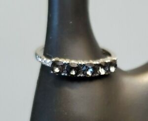 Black Swarovski crystal rhodium plated ring (size 7) wife girlfriend daughter