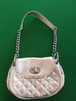 Bolso de Hombro CELLINI Dorado Acolchado Cuero Cartera Noche Cóctel Fiesta Plateado  Foto 1 de 4