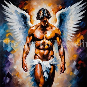 Print Of Digital Painting – Untitled – Male Angel Figure Sensual Man Picture Art - Picture 1 of 1