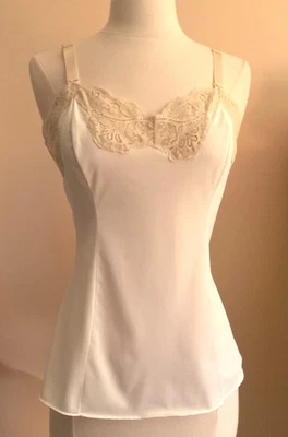 CAMI/CHEMISE/CAMISOLA VINTAGE WONDER MAID NON CLING TAMANHO 34 NYLON MARFIM ILGWU 1974~95 - Imagem 1 de 4