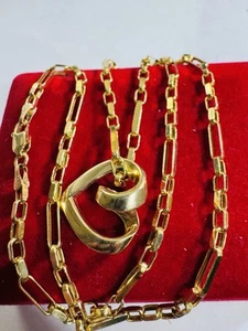 18K 750 Real Fine Saudi Gold Women’s Heart Necklace 18” Inch Long 8.95g 3mm - Picture 1 of 24