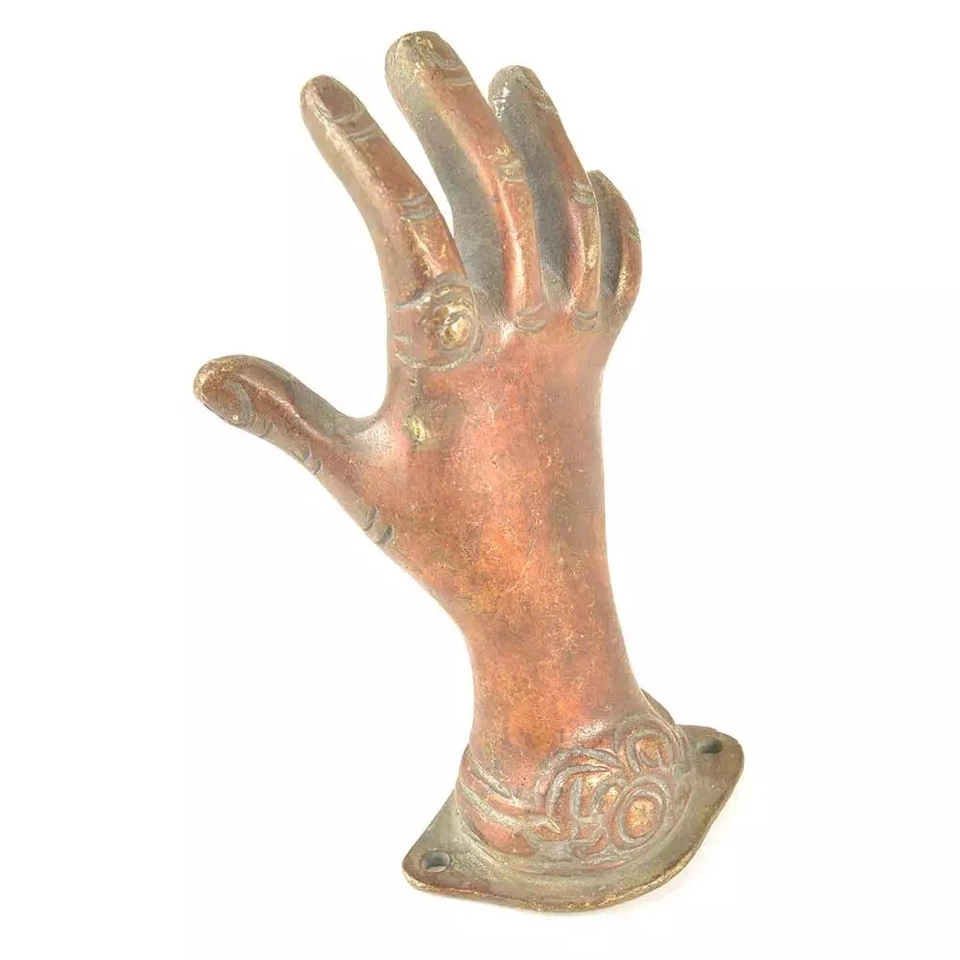 2件套古董外观黄铜手门拉门把手红色Patina — 第 1/3 张图片