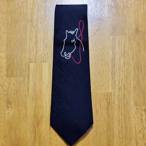 Cravatta vintage marca Montana - cavallo con sfondo nero  - Foto 1 di 4