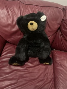Oso de peluche Wish Pets Benjamin 2010 animal de peluche negro suave sentado - Imagen 1 de 2