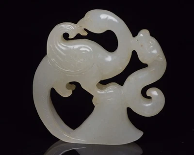 Talismán colgante brillante tallado artesanal nefrita de jade hetiano chino Foto 1 de 4