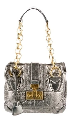 Used Marc Jacobs Patchwork Mariah Silver Quilted Leather Shoulder Bag Y2K Italy  - Image 1 of 4