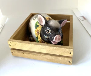Vintage Fitz & Floyd Potpourri Pomander Pig Country Sunflowers Hand Painted - Picture 1 of 11
