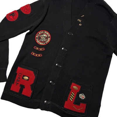 Cárdigan Polo Ralph Lauren Letterman Para Hombres Mediano Universitario Suéter Parches Tigre Foto 1 de 4