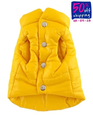 PVP €400 MONCLER x POLDO DOG COUTURE Chaqueta para Perro Talla 2/M Amarilla Hecha en Italia Foto 1 de 4