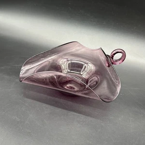 Ciotola porta pannolini in vetro soffiato a mano viola ametista manico ad anello decorativo - Foto 1 di 11