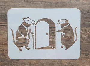 Plantilla ratón en la puerta Banksy Vintage Shabby Stencil pintura ST-1010139 - Imagen 1 de 5