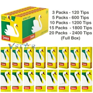 Swan Extra Slim Pre-cut Smoking Cigarette Filter Tips Pack -120 Tips Per Pack - Picture 1 of 6