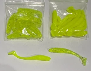 20 * 2" GELB & CHARTREUSE PADDELSCHWANZ MINNOW SHAD * WEICHER KUNSTSTOFF CRAPPIE KÖDER - Bild 1 von 1