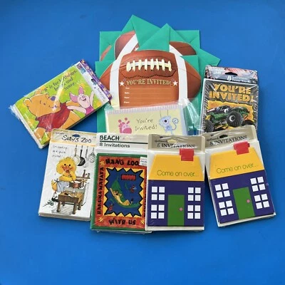Lote De Colección 8 Varias Invitaciones de Fiesta Pooh Susi Zoo Rey León Fútbol Más Foto 1 de 4