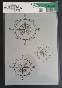 Stencil by Aurora Arts A4 Nautical Compass 190mic Mylar craft stencil 072 - Picture 1 of 4