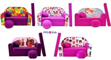 Sofa bed for kids, Fold Out Sofa Foam Bed for children + free pillow and pouffe