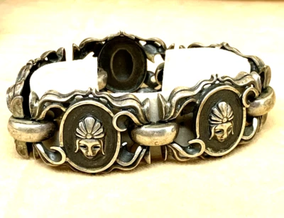 OTTAVIANI RARO BRACCIALE  VINTAGE MEDAGLIONI IN ARGENTO BRUNITO LUNGO 20 CM - Immagine 1 di 4