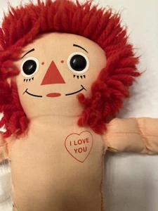 Bambola Raggedy Ann Vintage Playskool Peluche Imbottito 12” Senza Vestiti Ti Amo Cuore - Foto 1 di 6