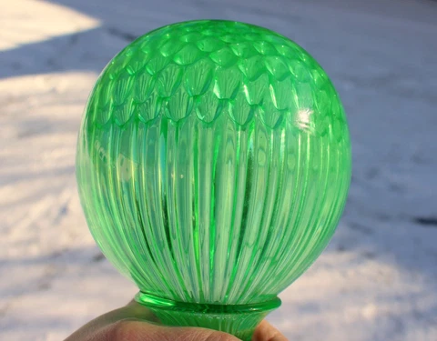 antique BACCARAT French Victorian GREEN Blown Glass NEWEL POST Finial HUGE SIZE Cover