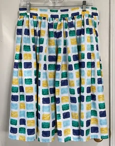 Collectif Vintage Jasmine Womens US 10 WATERCOLOR Squares Checks Swing Skirt - Picture 1 of 6