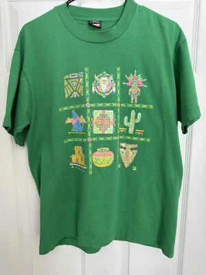 Camiseta De Colección India Azteca Camiseta Para Mujer’s L Nativo Americano Azteca Suroeste Cactus Foto 1 de 4