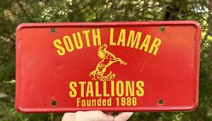Vintage SOUTH LAMAR STALLIONS Millport, Alabama steel booster license plate