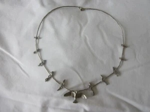 Vintage Navajo Flüssigsilber Vogel Charm Fetisch Halskette 18 Zoll - Bild 1 von 6