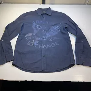 CAMICIA ARMANI EXCHANGE A|X EAGLE DESIGNER CON BOTTONI Uomo M Blu - Foto 1 di 7