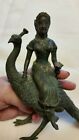 THAILAND BRONZE FIGURE OF WOMAN AND PEACOCK