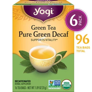 Yogi Tea Green Tea Pure Green Decaf Tea - 16 Tea Bags per Pack (6 Packs) - Or... - Picture 1 of 6