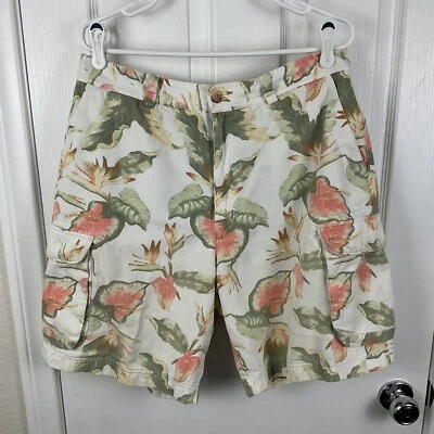 Pantalones cortos cargo Daniel Cremieux Y2K blancos para hombre con patrón floral, talla 36 Foto 1 de 4